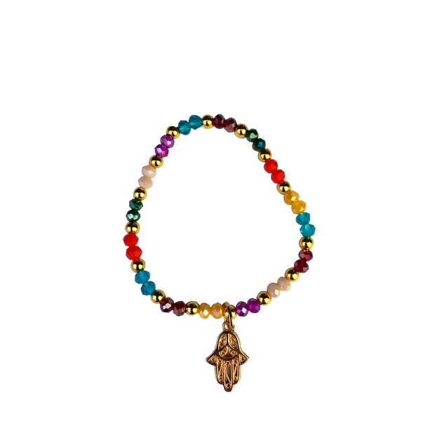 Pulsera Cristal Chico con Dije Mano (001)